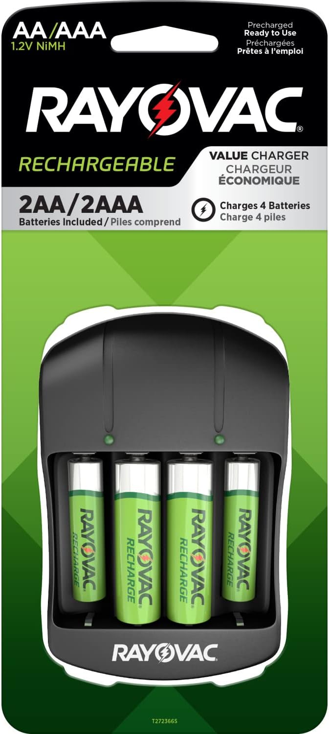 Rayovac AA & AAA Rechargeable Batteries with Battery Charger (2 AA & 2 AAA Rechargeable Batteries with Charger)