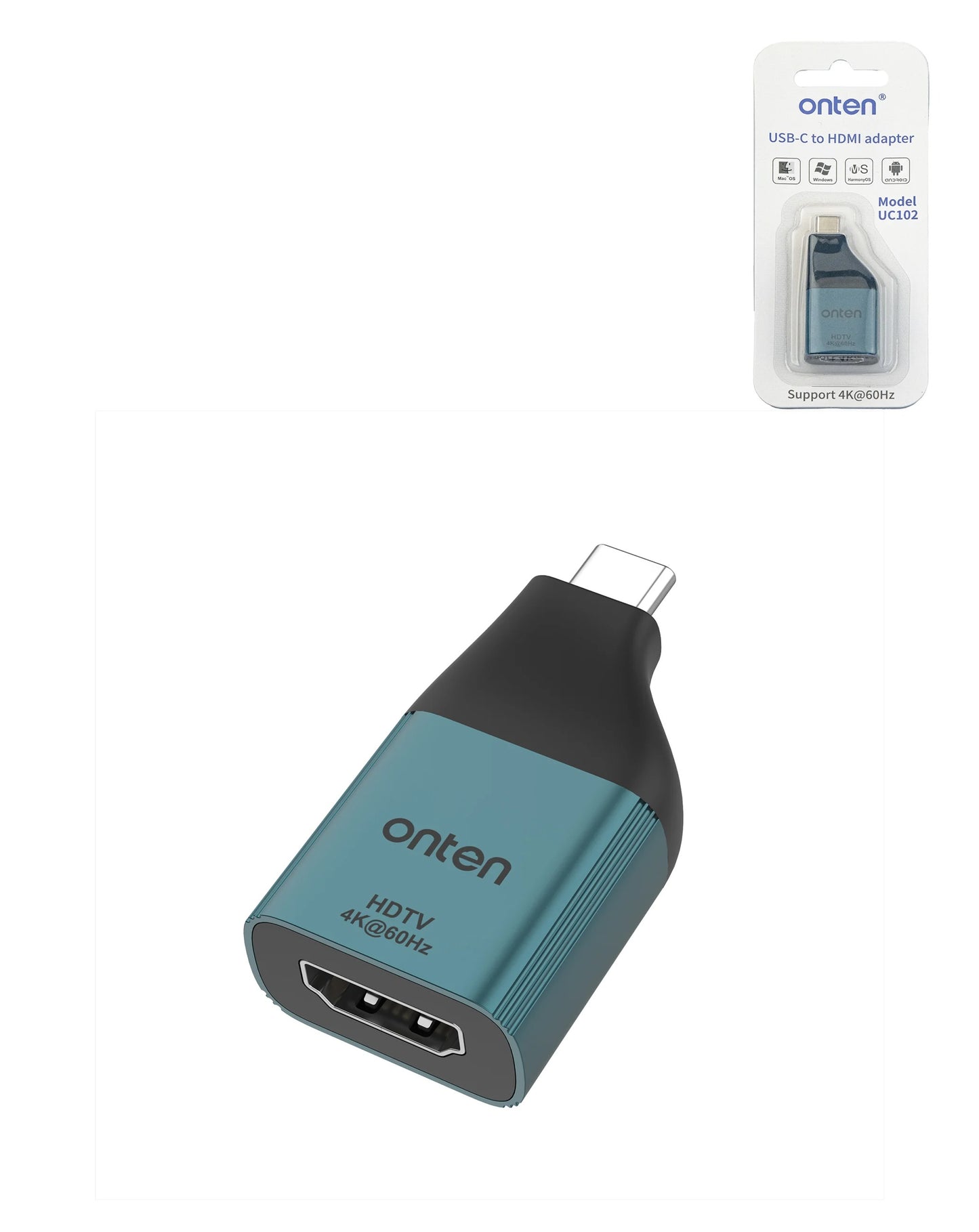 Onten USB C to VGA or HDMI Adapter (2K@60Hz)