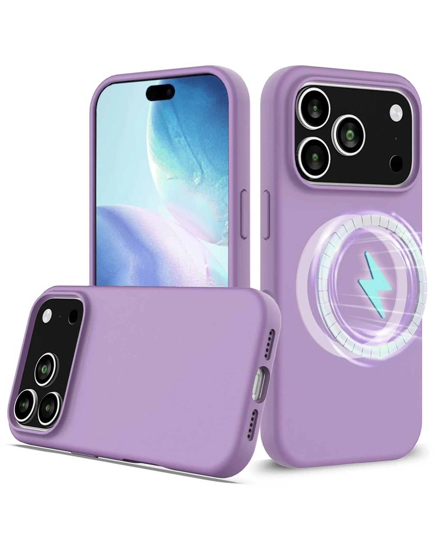 Soft Solid Silicone Case with Wireless Charging - PURPLE for iPhone 17 Pro Max