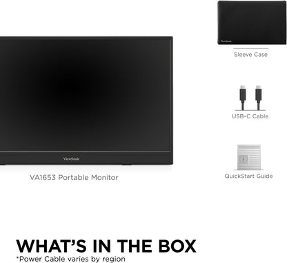 ViewSonic VA1653 16 Inch 1080p Portable Monitor, FHD IPS External Screen