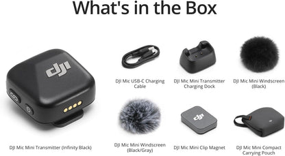 DJI Mic Mini Transmitter (Infinity Black), Ultralight, Wireless Lavalier Microphone for DJI Action 5 Pro/Osmo Pocket 3, Noise Cancelling, Wireless Microphone for Camera/iPhone/Android, Vlog, Streaming