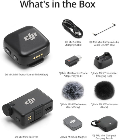 DJI Mic Mini (2 TX + 1 RX), son riche en détails, microphone cravate sans fil pour caméra/Android, vlog à deux, production en équipe