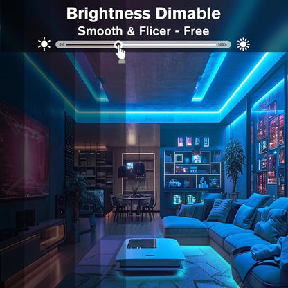 EMITEVER RGB COB Strip Light Kit 16.4ft, 3150LEDs, Dimmable Color Changing