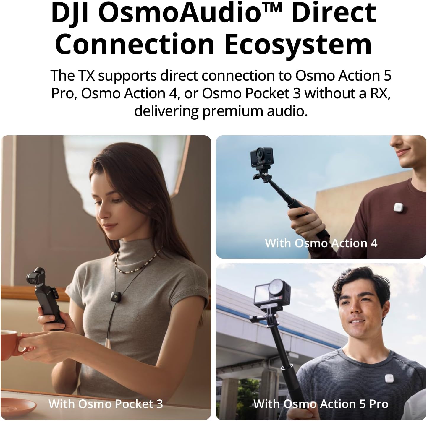 DJI Mic Mini (1 TX + 1 RX), microphone cravate sans fil pour iPhone/appareil photo/Android, ultraléger, son riche en détails, réduction du bruit, limitation automatique, vlog, streaming, portée de 400 m