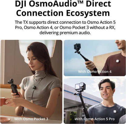 DJI Mic Mini (1 TX + 1 RX), microphone cravate sans fil pour iPhone/appareil photo/Android, ultraléger, son riche en détails, réduction du bruit, limitation automatique, vlog, streaming, portée de 400 m