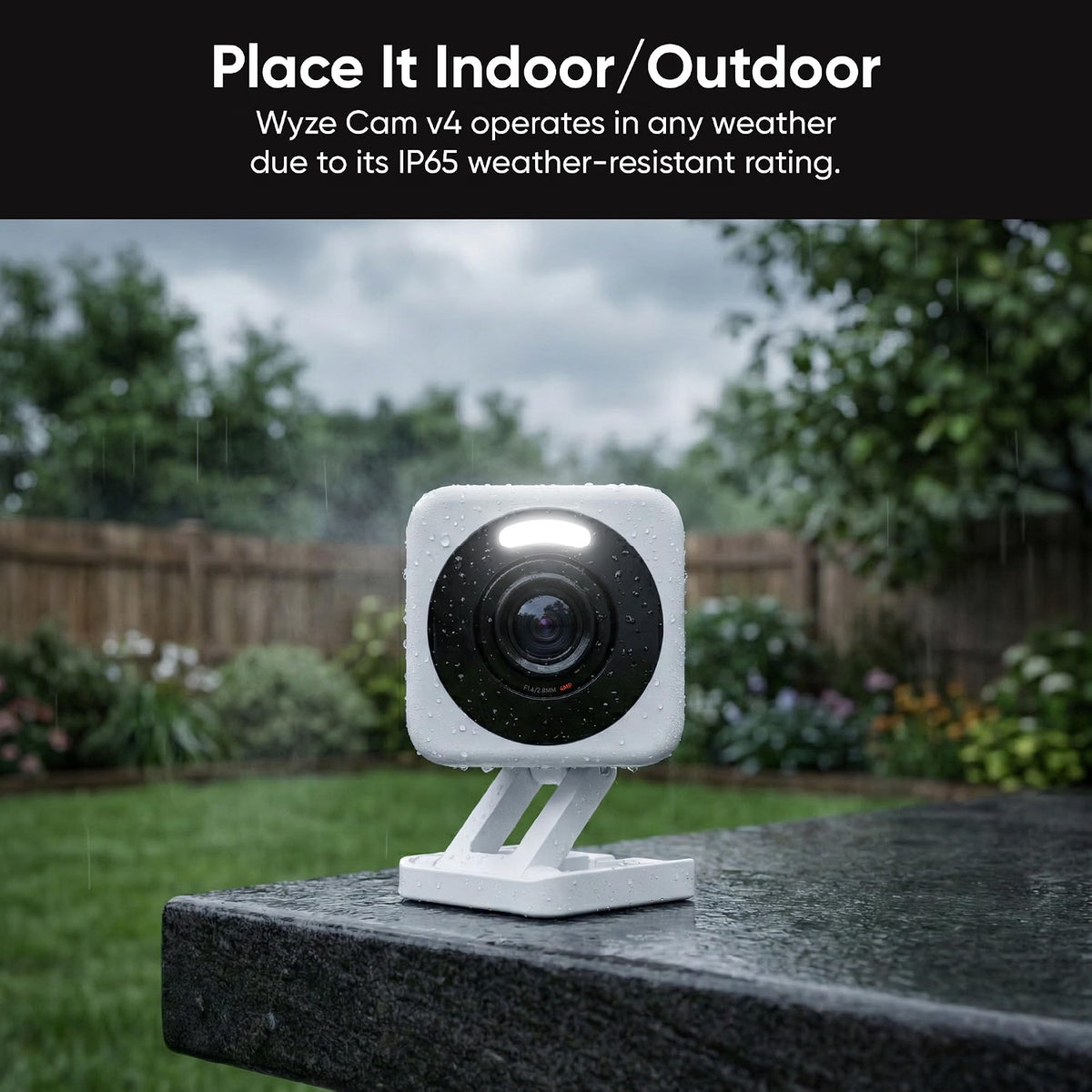 Wyze Cam v4 2.5K AI Indoor/Outdoor Security Camera with 24/7 Continuous Recording, Color Night Vision, Home, Baby & Pet Monitor, No Subscription Required