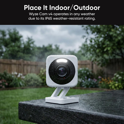 Wyze Cam v4 2.5K AI Indoor/Outdoor Security Camera with 24/7 Continuous Recording, Color Night Vision, Home, Baby & Pet Monitor, No Subscription Required
