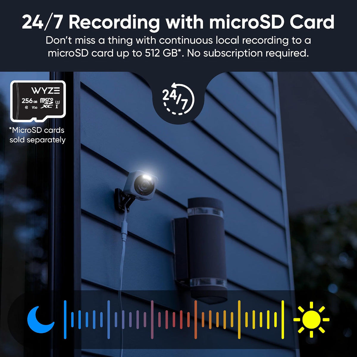 Wyze Cam v4 2.5K AI Indoor/Outdoor Security Camera with 24/7 Continuous Recording, Color Night Vision, Home, Baby & Pet Monitor, No Subscription Required