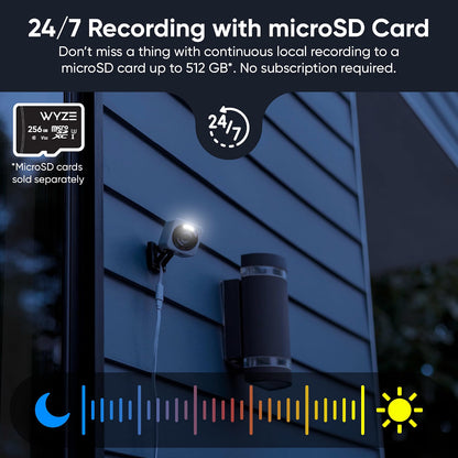 Wyze Cam v4 2.5K AI Indoor/Outdoor Security Camera with 24/7 Continuous Recording, Color Night Vision, Home, Baby & Pet Monitor, No Subscription Required