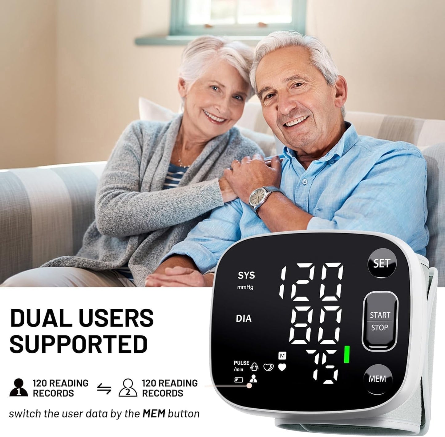Wrist Blood Pressure Monitor, FDA Cleared Rechargeable BP Machine