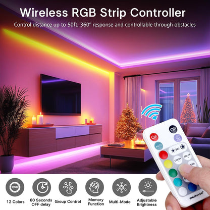 EMITEVER RGB COB Strip Light Kit 16.4ft, 3150LEDs, Dimmable Color Changing