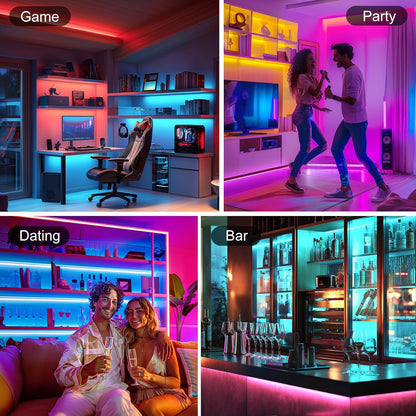 EMITEVER RGB COB Strip Light Kit 16.4ft, 3150LEDs, Dimmable Color Changing