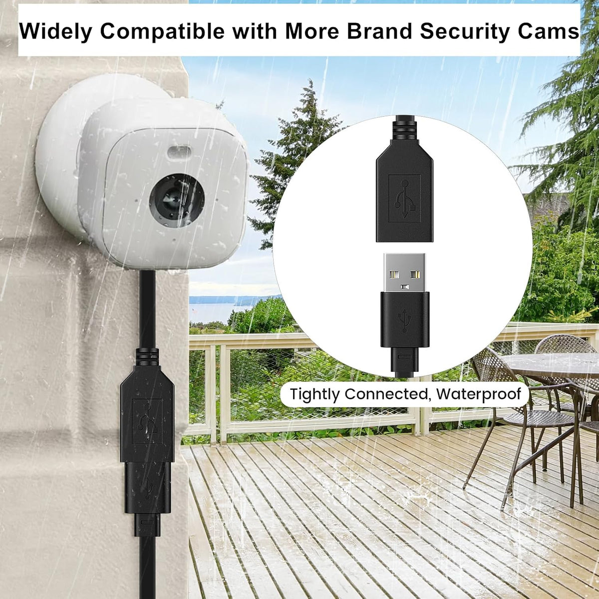 2-Pack 30ft Power Extension Cables for Wyze & Blink Cameras – Black