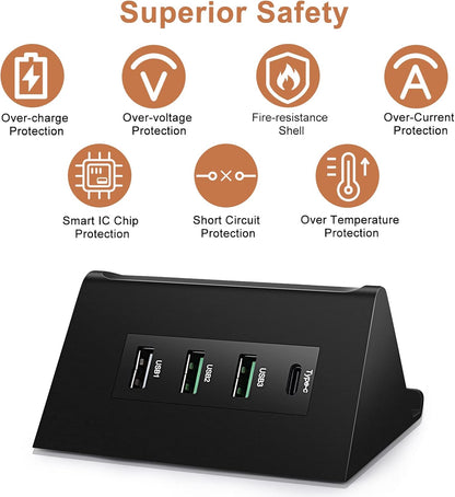 Convertisseur abaisseur USB DC 12 V 24 V vers 5 V 68 W 12 V vers USB Adaptateur secteur multiport pour iPhone, Android, Samsung et tablettes