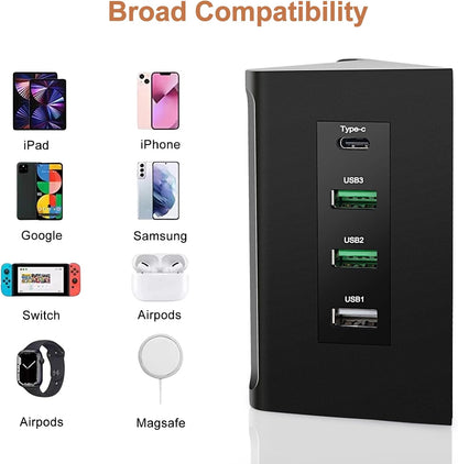 Convertisseur abaisseur USB DC 12 V 24 V vers 5 V 68 W 12 V vers USB Adaptateur secteur multiport pour iPhone, Android, Samsung et tablettes