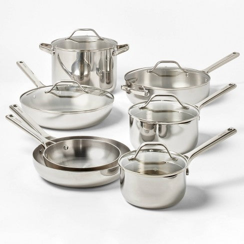 12pc Ensemble ya biloko ya kolamba ya acier inoxydable na 6pc Protecteurs ya poêle Argent - FigmintTM 