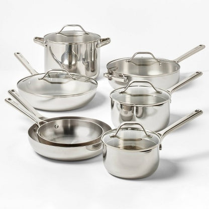 12pc Ensemble ya biloko ya kolamba ya acier inoxydable na 6pc Protecteurs ya poêle Argent - FigmintTM 