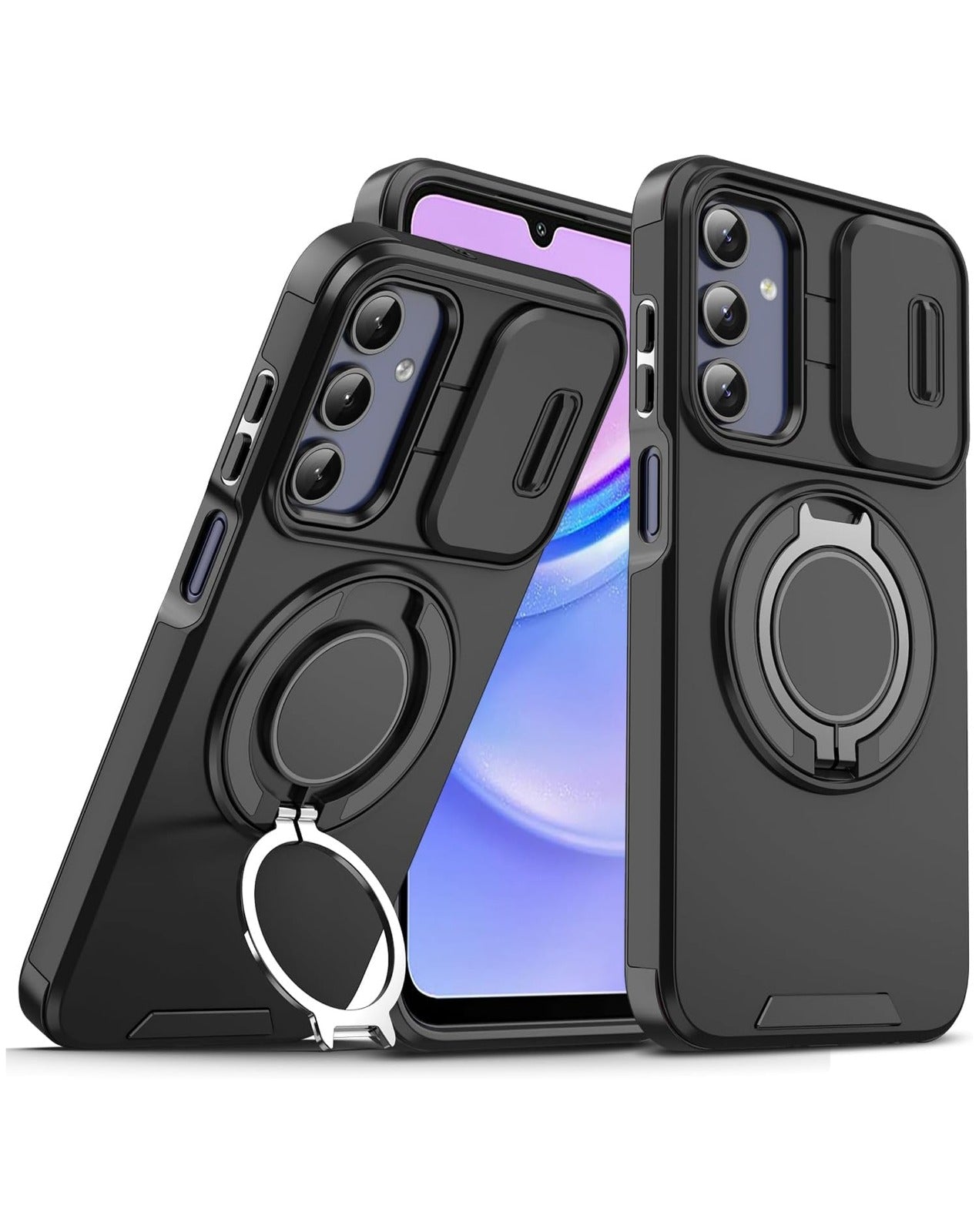 Rugged Magnetic Case w/ Ring Camera Cover - BLACK for Galaxy S25 Plus