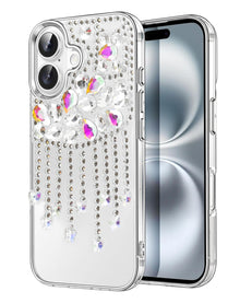 Étui de luxe pour iPhone 17 avec pendentif diamant et pampille en cristal 