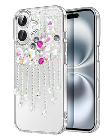 Étui de luxe pour iPhone 17 avec pendentif diamant et pampille en cristal 