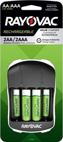 Piles rechargeables AA et AAA Rayovac avec chargeur (2 piles AA et 2 piles AAA rechargeables avec chargeur)