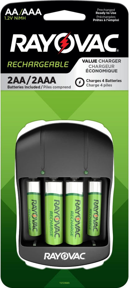 Rayovac AA & AAA Rechargeable Batteries with Battery Charger (2 AA & 2 AAA Rechargeable Batteries with Charger)