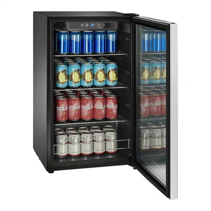 Insignia™ 115‑Can Stainless Steel Beverage Cooler with Glass Door-Stainless Steel