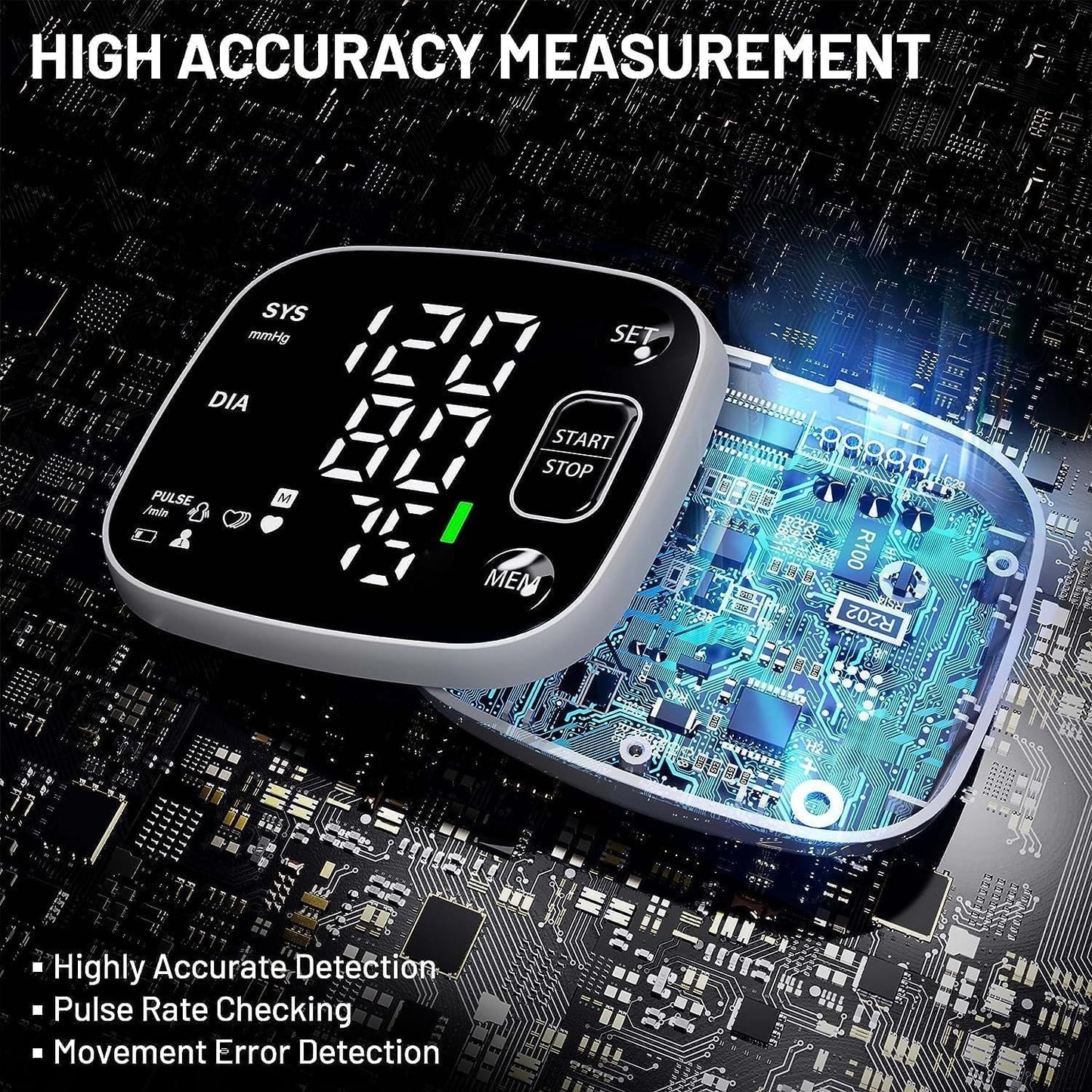 Wrist Blood Pressure Monitor, FDA Cleared Rechargeable BP Machine