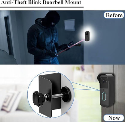 Blink Doorbell Mount, Anti-Theft Doorbell Mount for Blink Video Doorbell 2nd Gen (2025 newest model), No-Drill Needed Blink Doorbell Mount with Protective Cover, No Block Sensor & Night Vision (Black)
