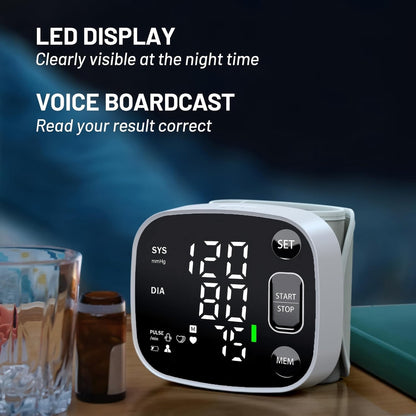 Wrist Blood Pressure Monitor, FDA Cleared Rechargeable BP Machine