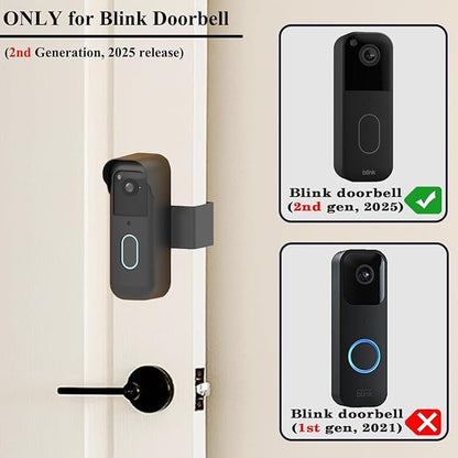 Blink Doorbell Mount, Anti-Theft Doorbell Mount for Blink Video Doorbell 2nd Gen (2025 newest model), No-Drill Needed Blink Doorbell Mount with Protective Cover, No Block Sensor & Night Vision (Black)