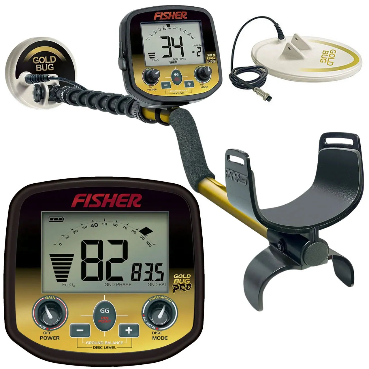Fisher Labs Gold Bug Pro Metal Detector, Black (GOLDBUG-PRO) - Finds Small Gold Nuggets, Variable Breakpoint Tone Discrimination, Real-Time Ground Balancing, Lightweight, 19kHz Frequency