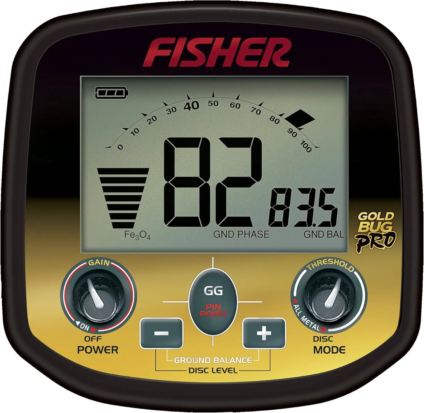 Fisher Labs Gold Bug Pro Metal Detector, Black (GOLDBUG-PRO) - Finds Small Gold Nuggets, Variable Breakpoint Tone Discrimination, Real-Time Ground Balancing, Lightweight, 19kHz Frequency