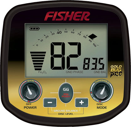 Fisher Labs Gold Bug Pro Metal Detector, Black (GOLDBUG-PRO) - Finds Small Gold Nuggets, Variable Breakpoint Tone Discrimination, Real-Time Ground Balancing, Lightweight, 19kHz Frequency