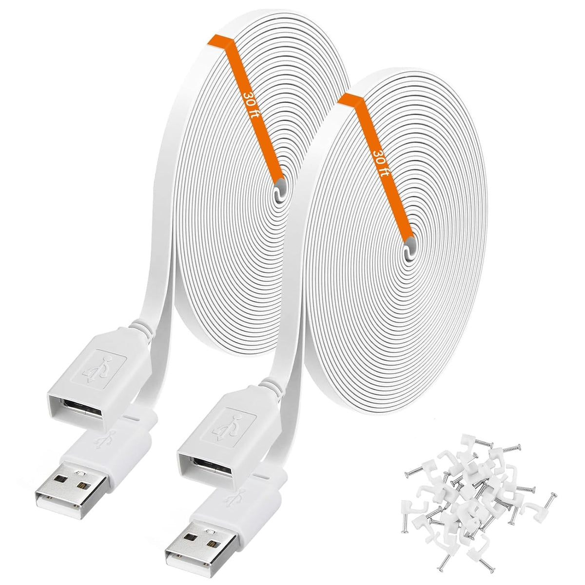 2-Pack 30ft Power Extension Cables for Wyze & Blink Cameras – Black
