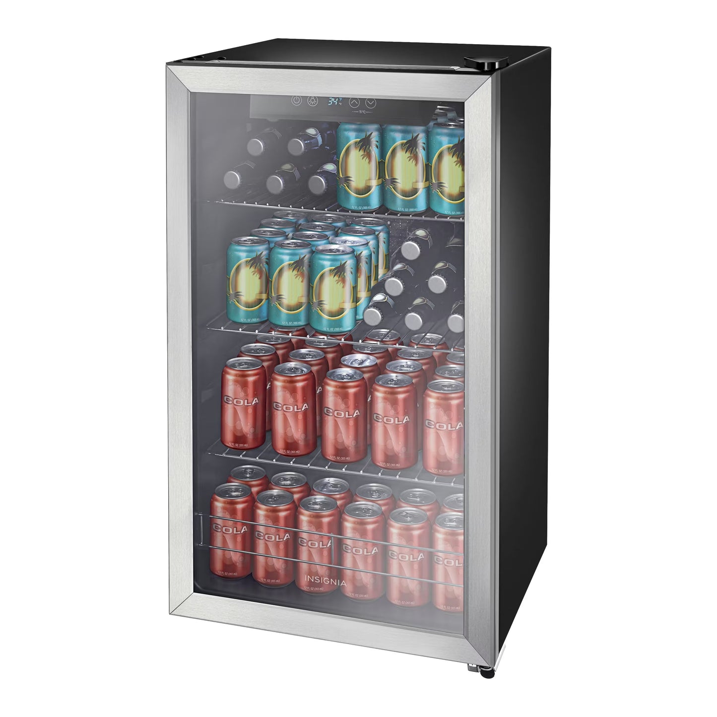 Insignia™ 115‑Can Stainless Steel Beverage Cooler with Glass Door-Stainless Steel