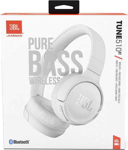 JBL Tune 510BT - Bluetooth headphones with up to 40 hours battery, microphone for call, foldable and comfortable, Android and iOs compatible