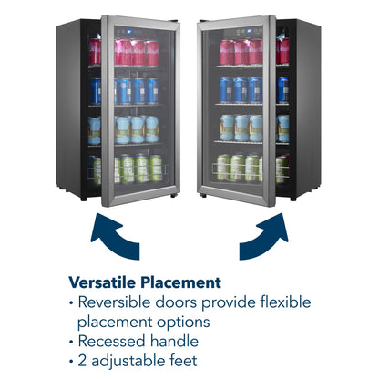 Insignia™ 115‑Can Stainless Steel Beverage Cooler with Glass Door-Stainless Steel