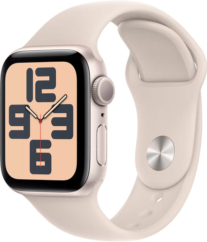 Apple Watch SE 2e génération (GPS) 40 mm reconditionnée, boîtier en aluminium Starlight avec bracelet sport Starlight - S/M - Starlight - (2022)