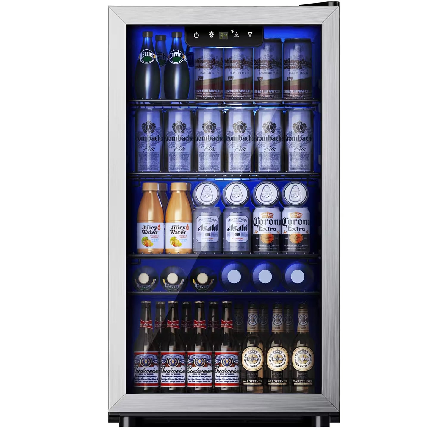 Insignia™ 115‑Can Stainless Steel Beverage Cooler with Glass Door-Stainless Steel