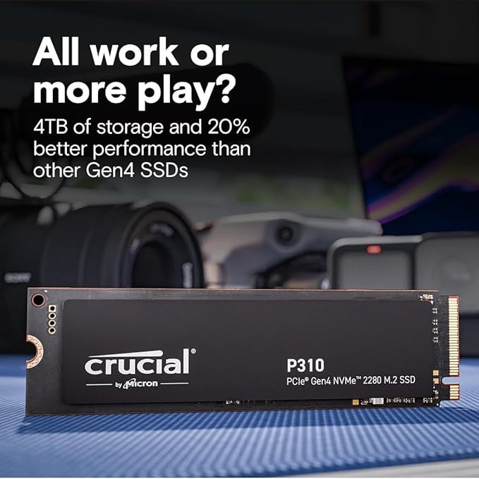Crucial P310 500GB&nbsp;Internal SSD, PCIe Gen4 NVMe M.2 2280, Up to 6,600MB/s, for Laptop, Desktop (PC), &amp; Handheld Gaming Consoles, Includes Acronis Data Recovery Software, Solid State Drive