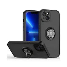 Coque arrière rigide en polycarbonate / bordure souple en TPU colorée pour iPhone 14 Plus avec support anneau en I