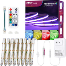 EMITEVER RGB COB Strip Light Kit 16.4ft, 3150LEDs, Dimmable Color Changing