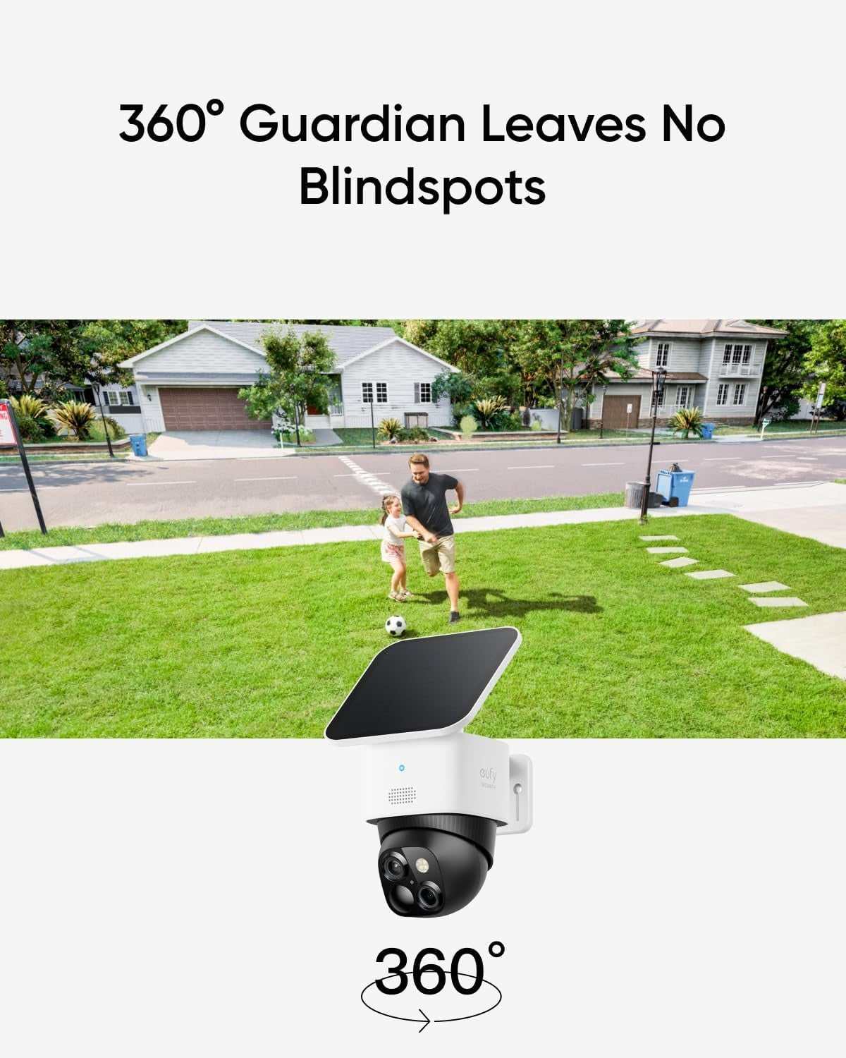 eufy Security SoloCam S340, Solar Security Cameras Wireless Outdoor, Cameras for Home Security, 360° Pan & Tilt Surveillance, No Blind Spots, 2.4 GHz Wi-Fi