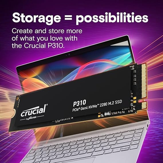 Crucial P310 500GB&nbsp;Internal SSD, PCIe Gen4 NVMe M.2 2280, Up to 6,600MB/s, for Laptop, Desktop (PC), &amp; Handheld Gaming Consoles, Includes Acronis Data Recovery Software, Solid State Drive