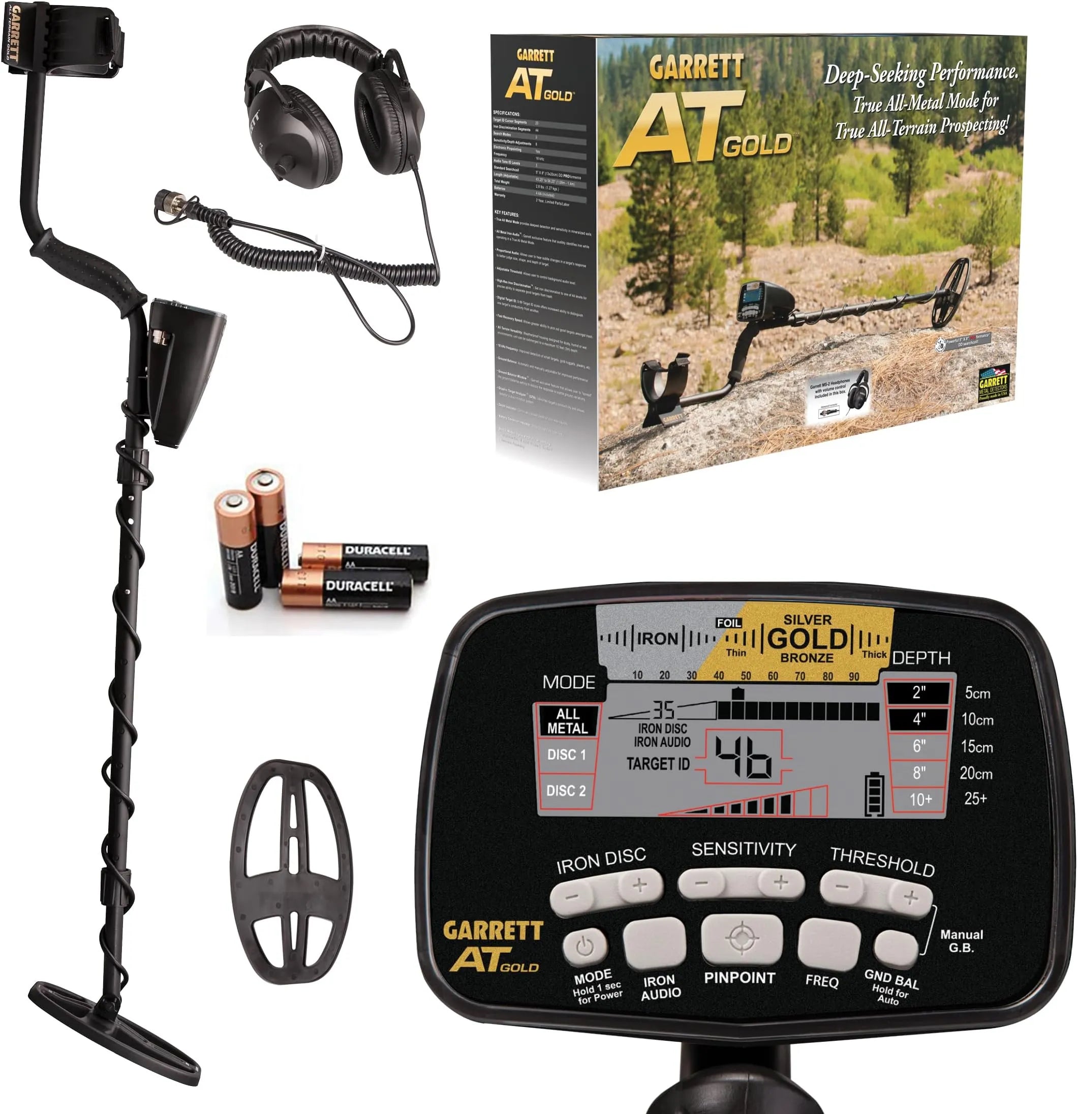 Garrett A.T. Gold - Made in The USA - Waterproof Gold Metal Detector for serious Gold Prospectors