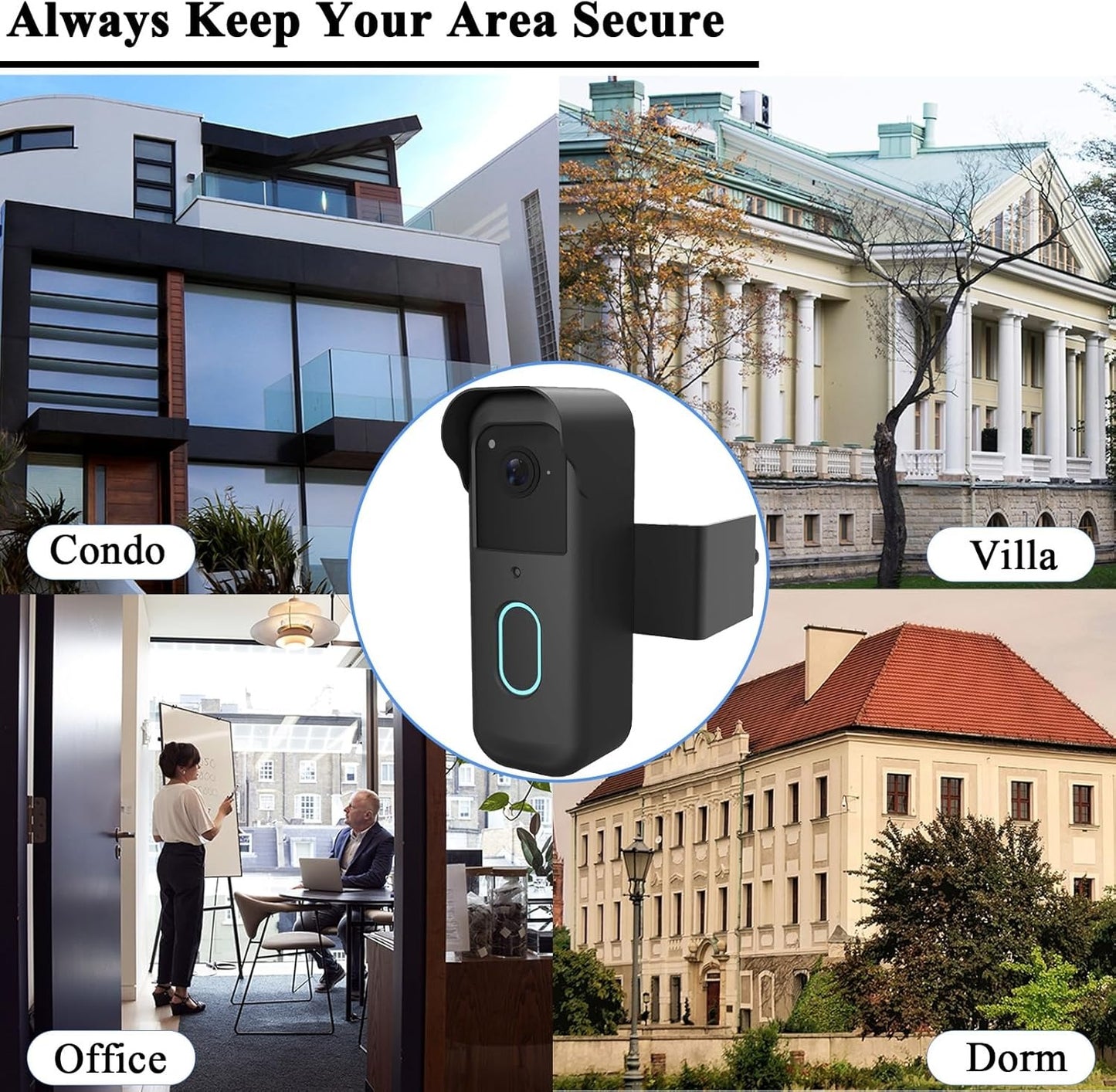 Blink Doorbell Mount, Anti-Theft Doorbell Mount for Blink Video Doorbell 2nd Gen (2025 newest model), No-Drill Needed Blink Doorbell Mount with Protective Cover, No Block Sensor & Night Vision (Black)