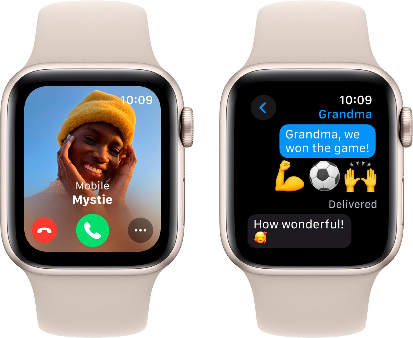 Apple Watch SE 2e génération (GPS) 40 mm reconditionnée, boîtier en aluminium Starlight avec bracelet sport Starlight - S/M - Starlight - (2022)