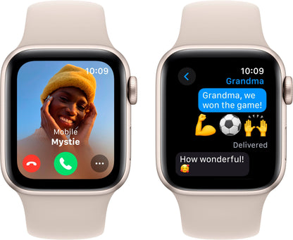 Apple Watch SE 2e génération (GPS) 40 mm reconditionnée, boîtier en aluminium Starlight avec bracelet sport Starlight - S/M - Starlight - (2022)