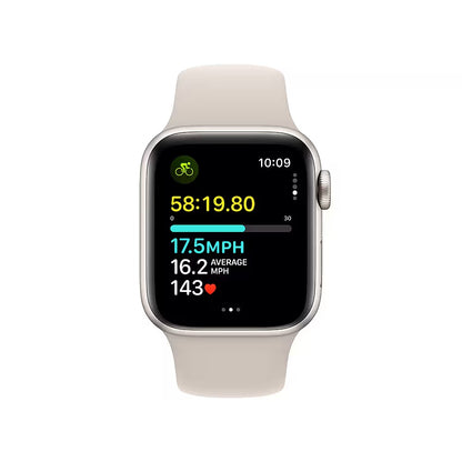 Apple Watch SE 2e génération (GPS) 40 mm reconditionnée, boîtier en aluminium Starlight avec bracelet sport Starlight - S/M - Starlight - (2022)